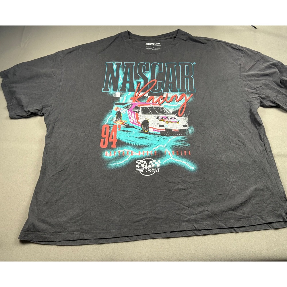 NASCAR Racing Daytona Beach Florida Graphic T-Shirt Mens 3X Black Neon 94 Car